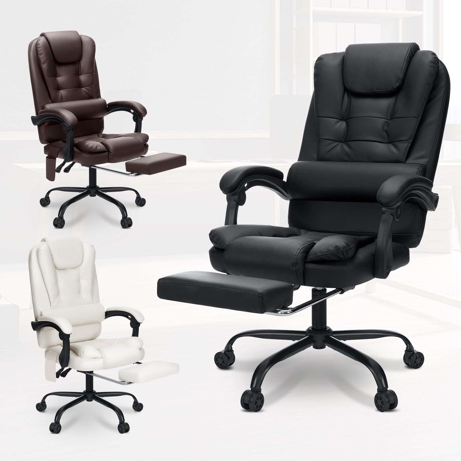 Executive Massage Office Chair – High Back with Footrest