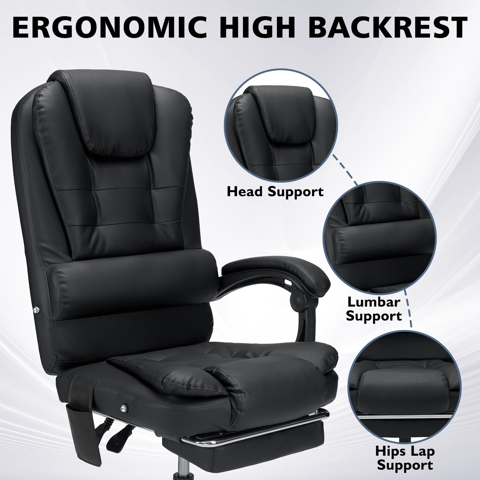 Executive Massage Office Chair – High Back with Footrest