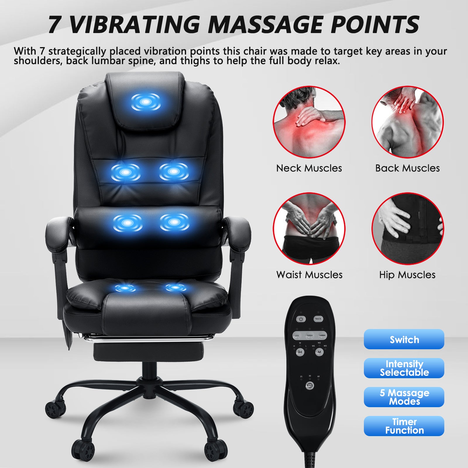 Executive Massage Office Chair – High Back with Footrest