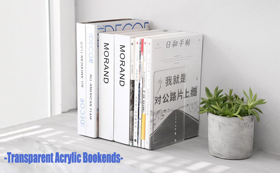 4/8PCS Clear Acrylic Bookends