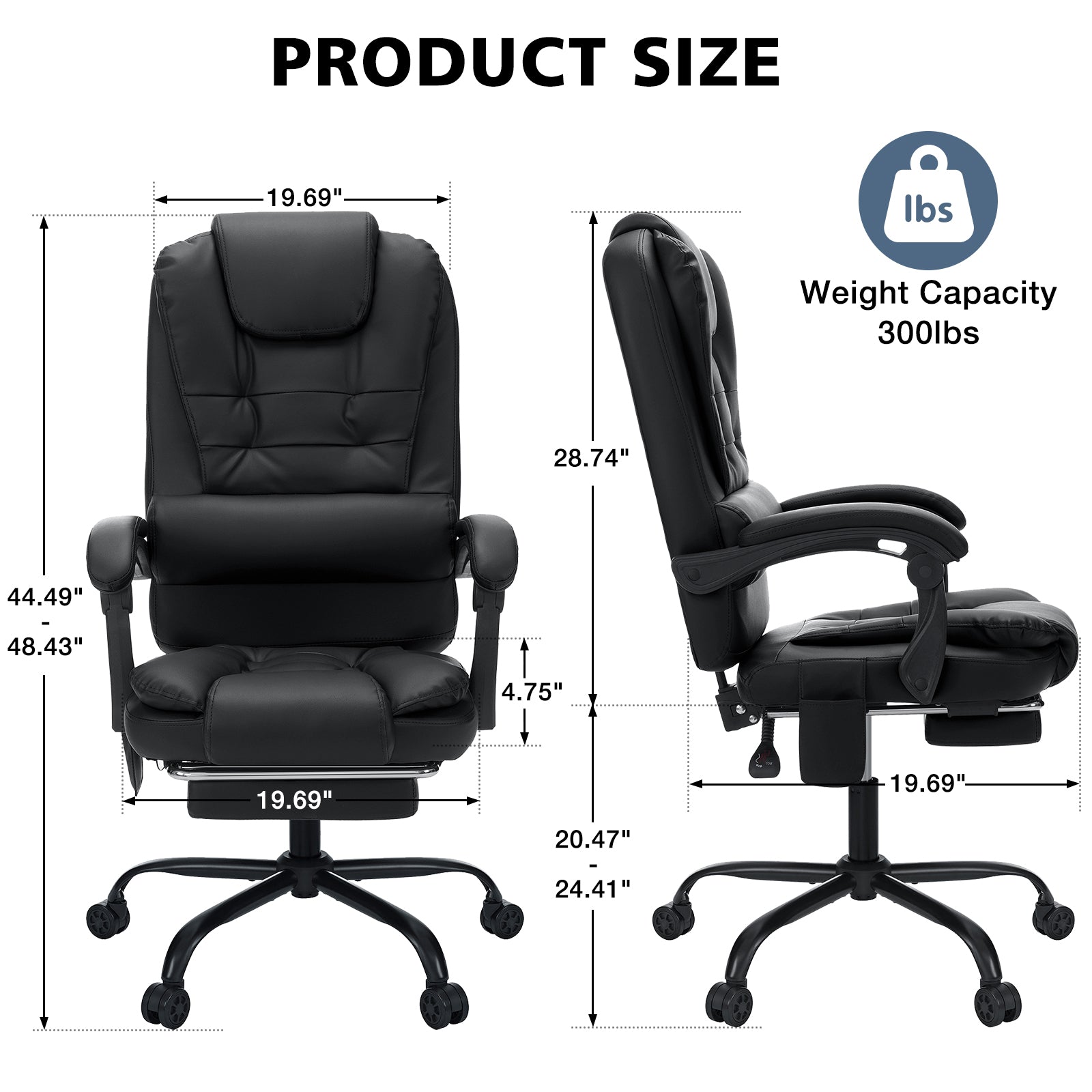 Executive Massage Office Chair – High Back with Footrest