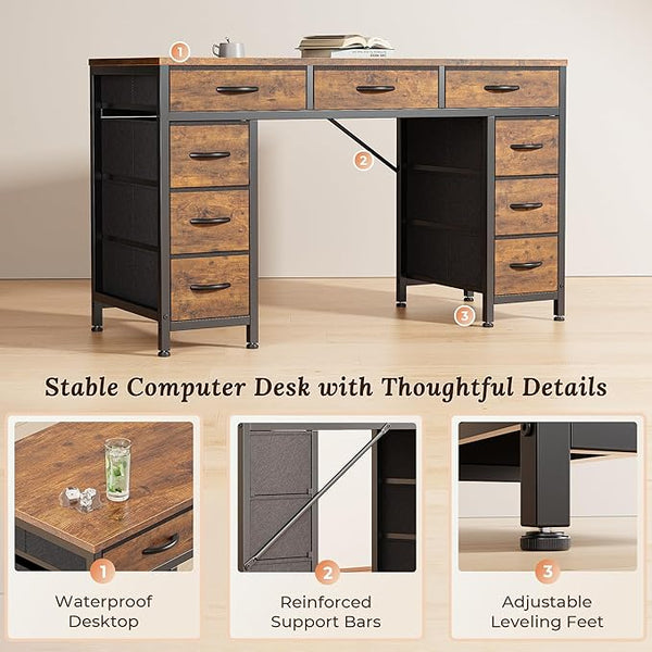 47" Office Desk with Outlets & Drawers