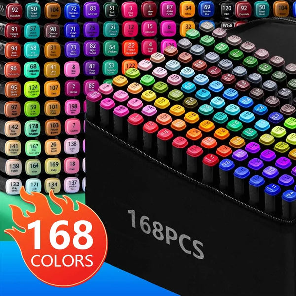 168-Color Double-Ended Alcohol Markers