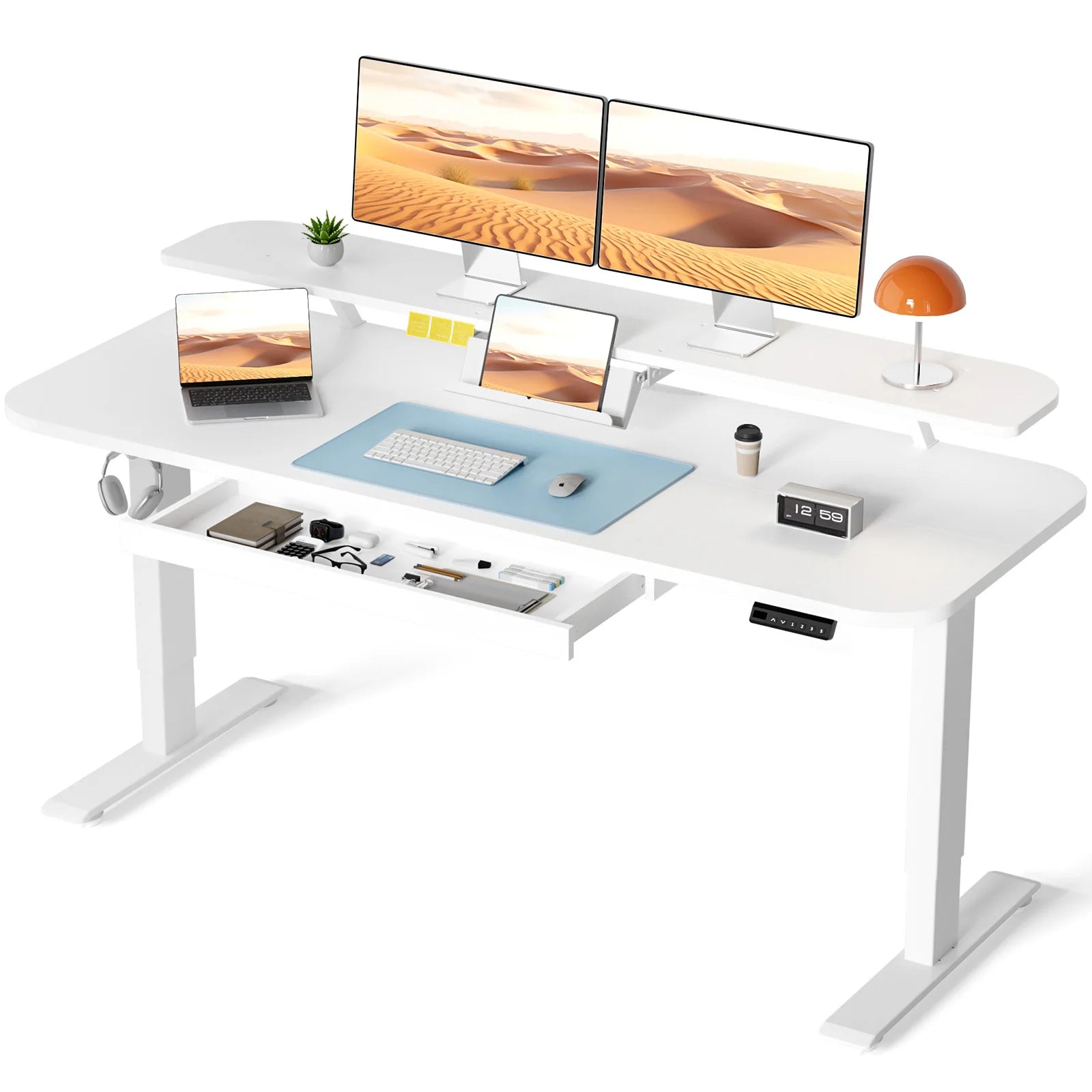 Electric Standing Desk with Drawers