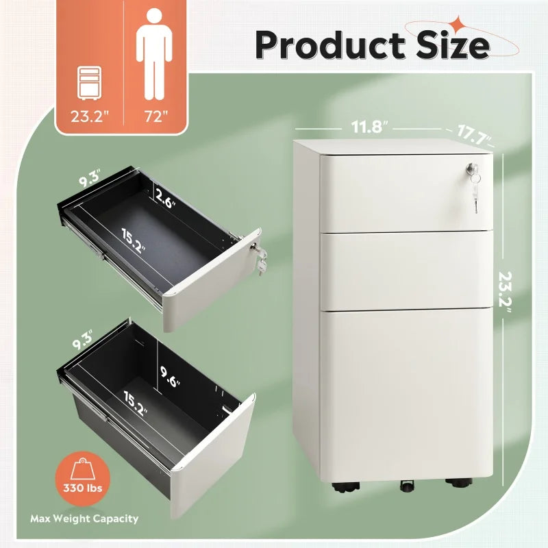 GALAXHERO 3-Drawer File Cabinet: