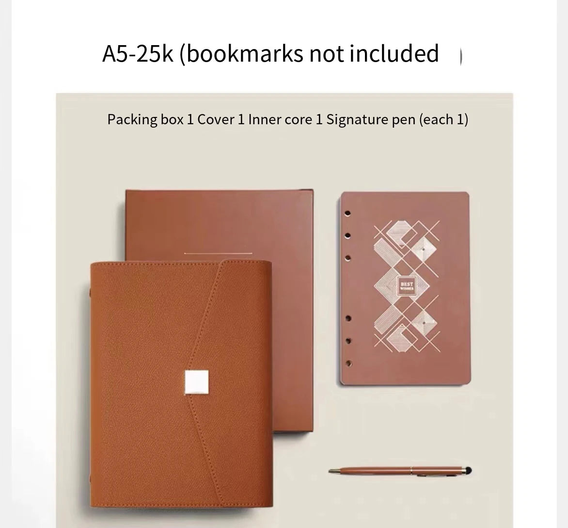A5 PU Leather Refillable Notebook Planner.