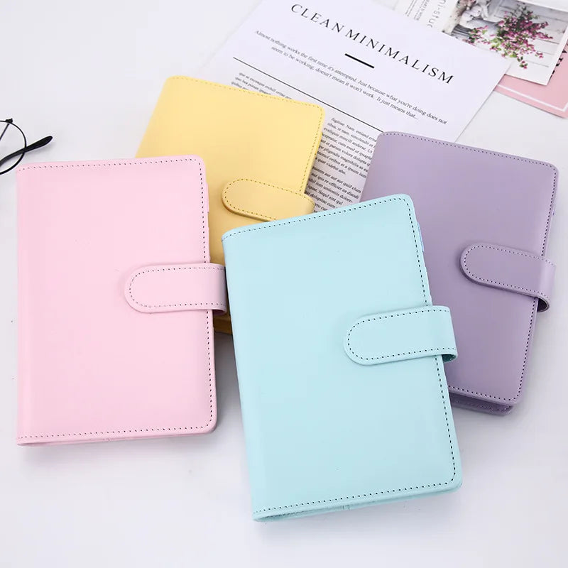 Macaron PU Leather Binder – A5/A6 DIY Planner Cover for School & Office
