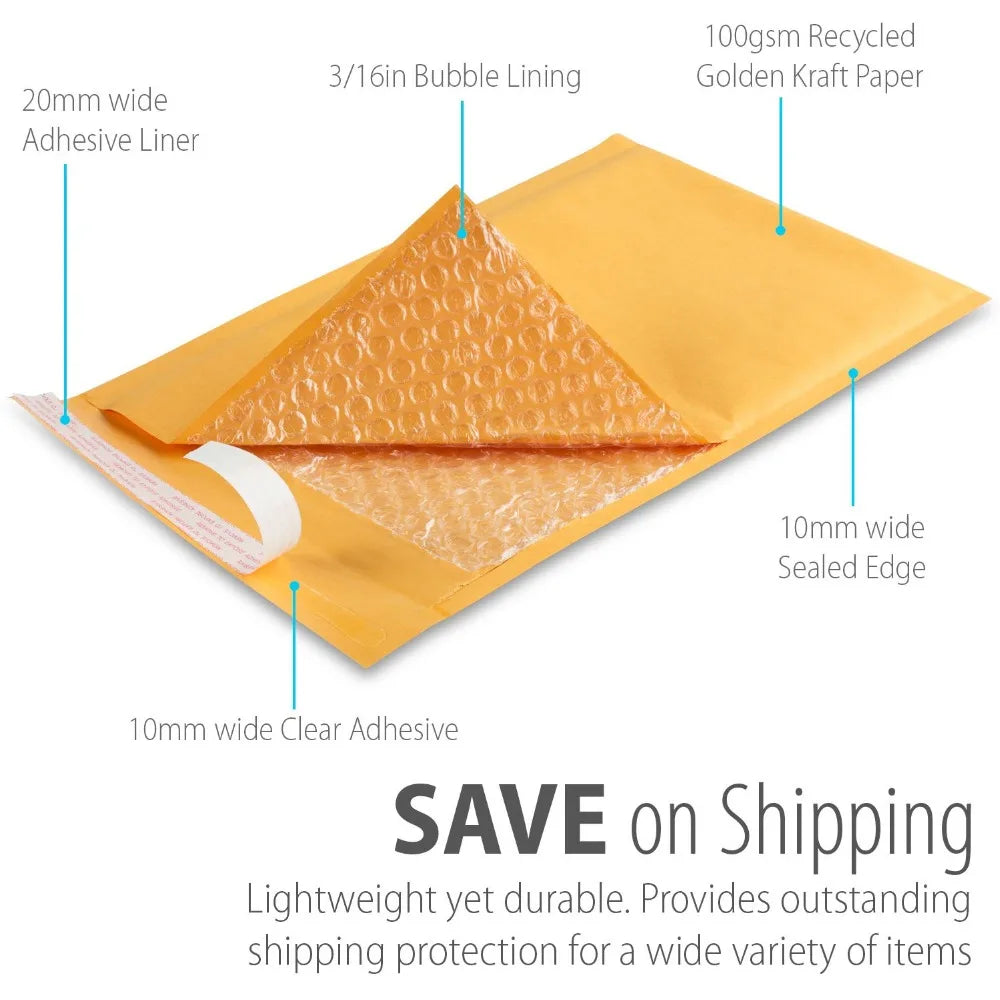 15 Sizes Padded Mailers for Shipping & Storage