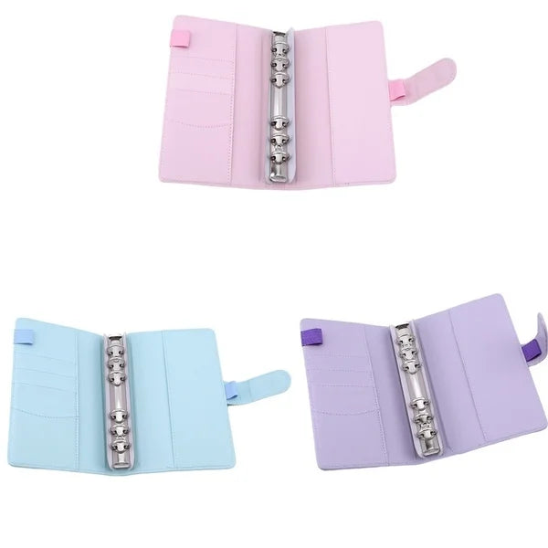 Macaron PU Leather Binder – A5/A6 DIY Planner Cover for School & Office