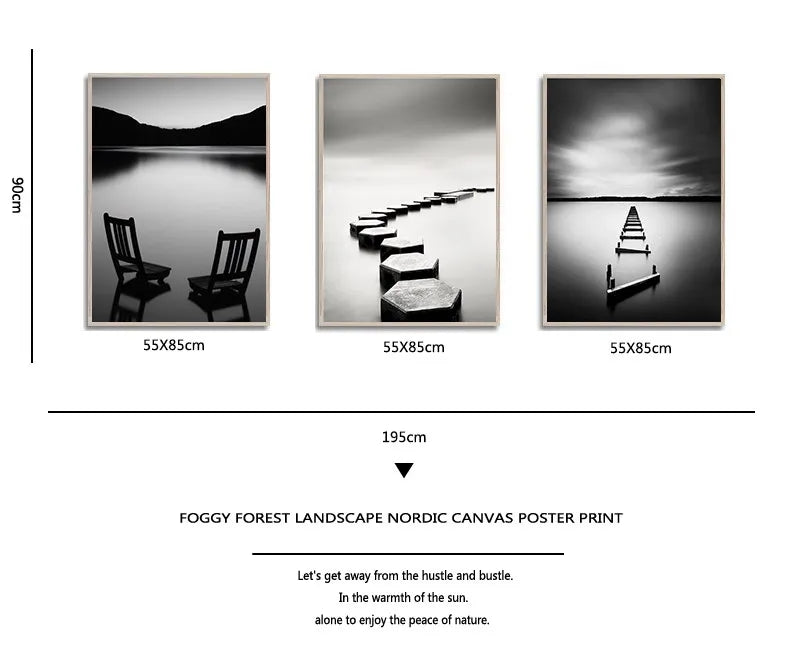 Black and White Landscape Bridge Canvas Art