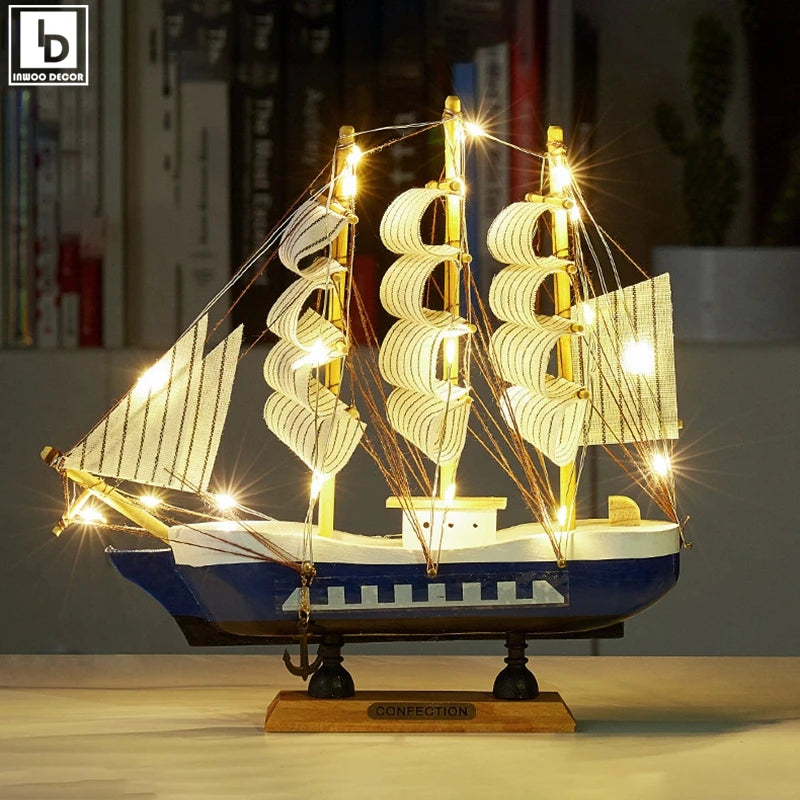 LED Wooden Sailboat Decor