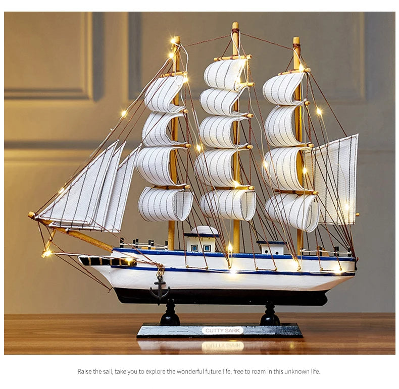 LED Wooden Sailboat Decor