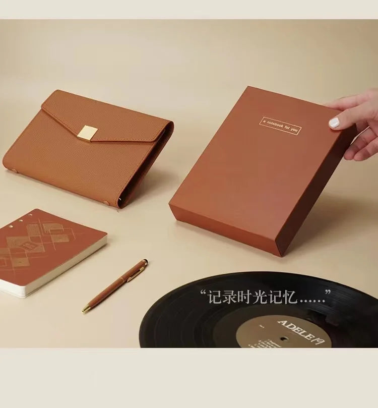 A5 PU Leather Refillable Notebook Planner.