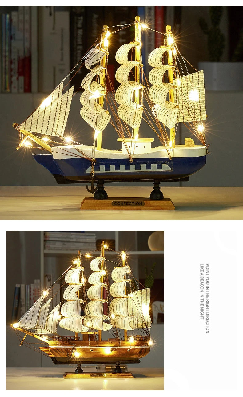 LED Wooden Sailboat Decor