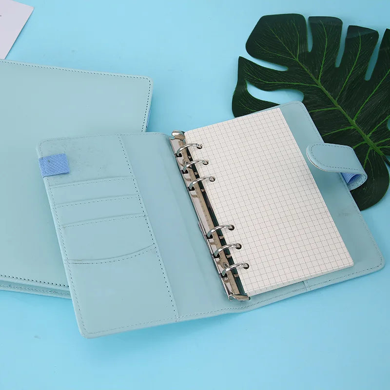 Macaron PU Leather Binder – A5/A6 DIY Planner Cover for School & Office