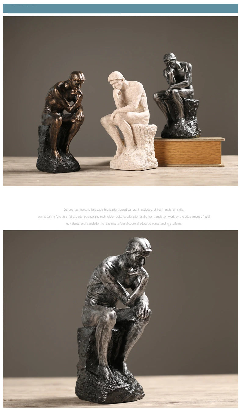 Modern Resin Thinker Sculpture