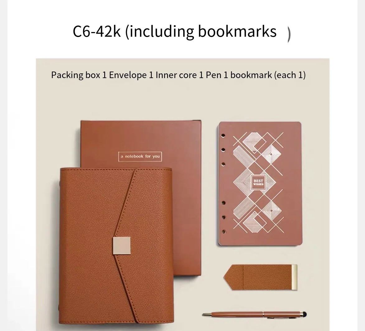 A5 PU Leather Refillable Notebook Planner.