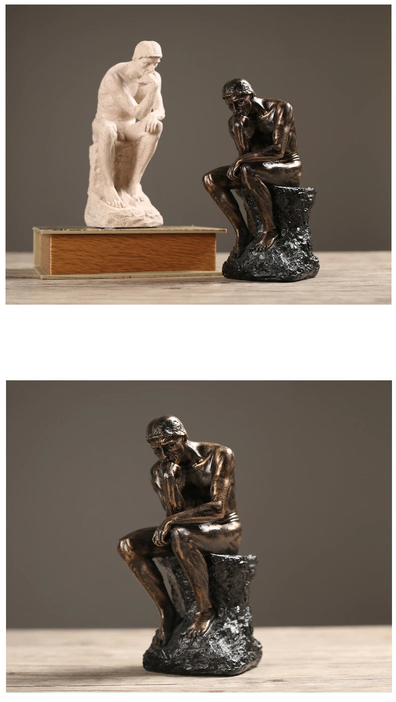 Modern Resin Thinker Sculpture