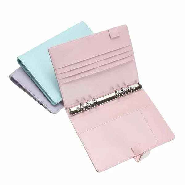 Macaron PU Leather Binder – A5/A6 DIY Planner Cover for School & Office