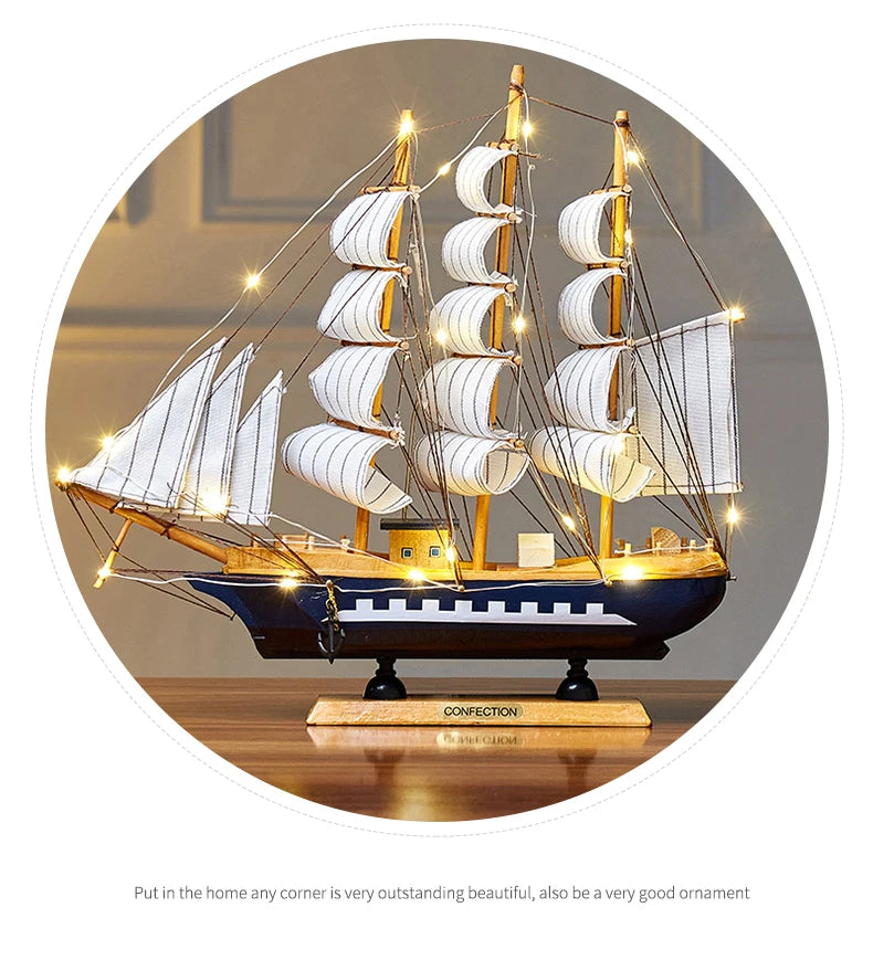 LED Wooden Sailboat Decor