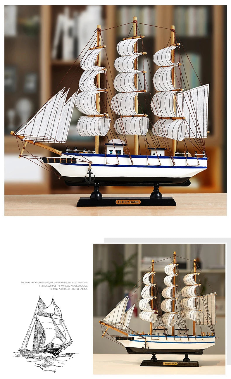 LED Wooden Sailboat Decor