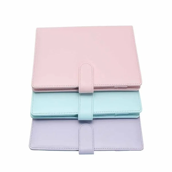 Macaron PU Leather Binder – A5/A6 DIY Planner Cover for School & Office
