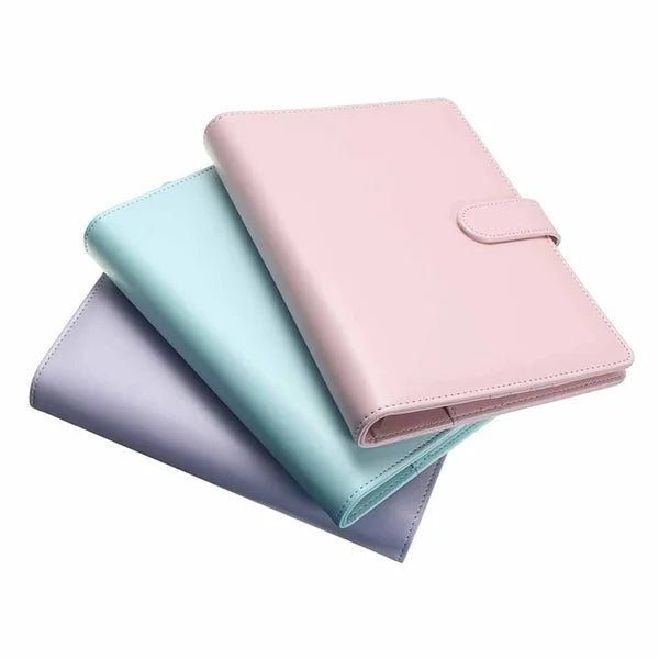 Macaron PU Leather Binder – A5/A6 DIY Planner Cover for School & Office