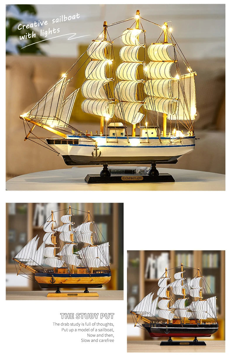 LED Wooden Sailboat Decor