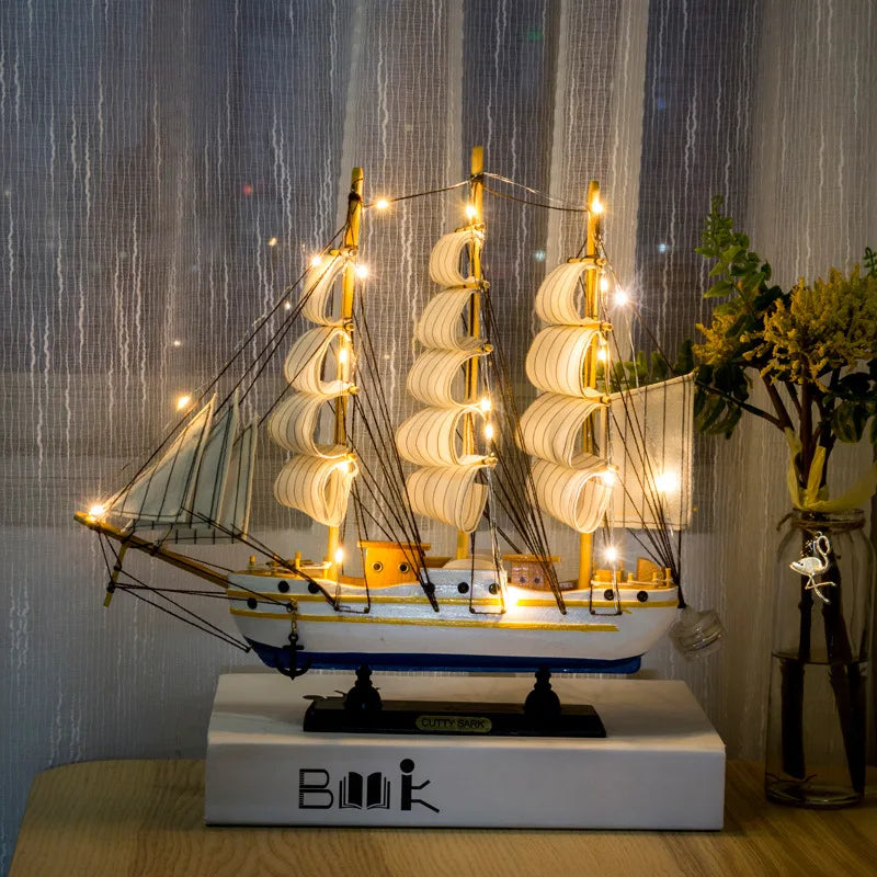 LED Wooden Sailboat Decor