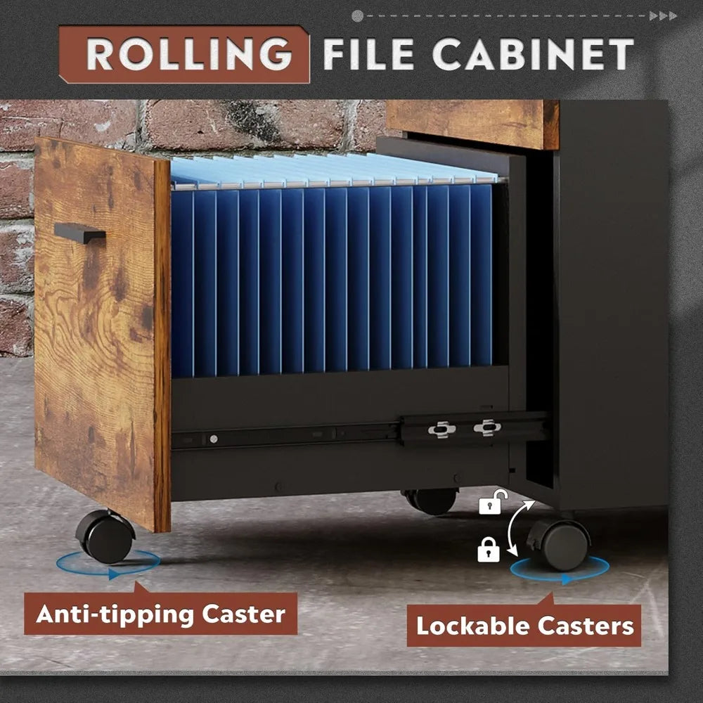 Wood Mobile File Cabinet – Rolling