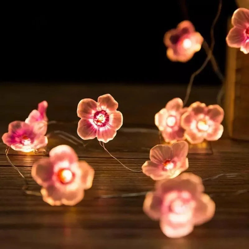 30LEDS Cherry Blossom Light Fairy String Night Lights Pink Flower String Lamps Battery Power For Christmas Garland Decoration