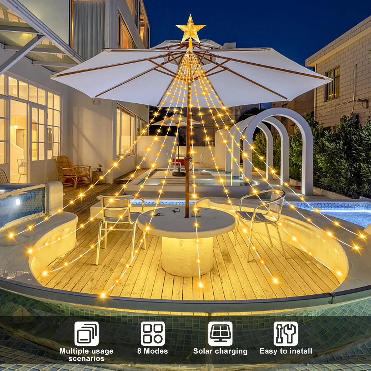 Solar Star Waterfall Fairy Lights