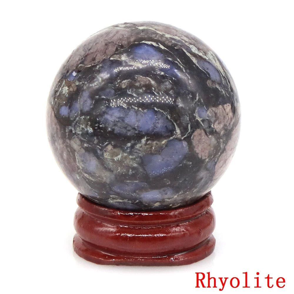 Natural Gemstone Crystal Ball with Stand