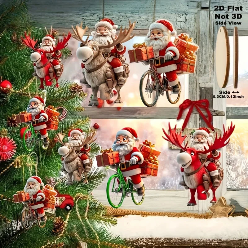 12-Piece Santa Claus Wooden Ornament Set