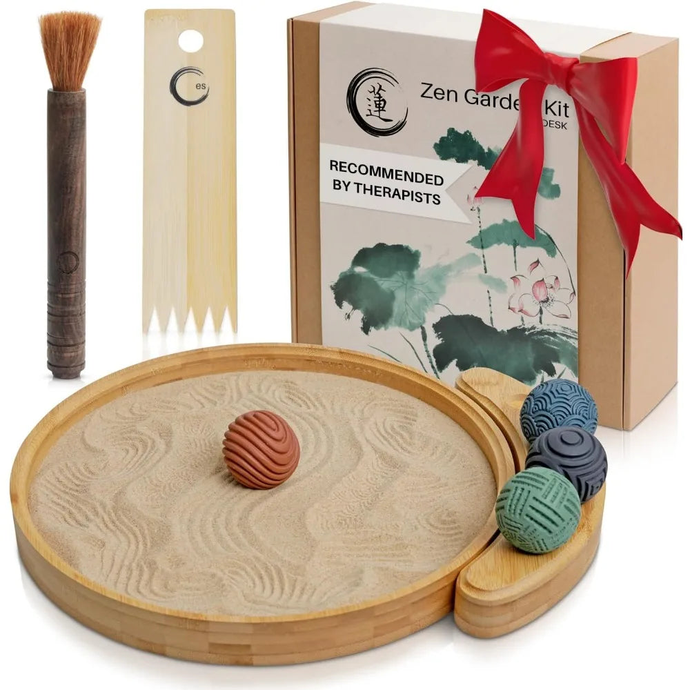 Mini Japanese Zen Garden Kit – Bamboo Desktop Meditation Set