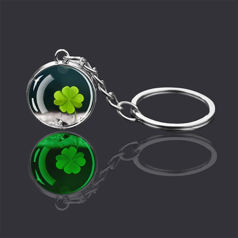 Glow-in-the-Dark Four-Leaf Clover Keychain