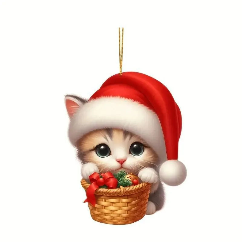 2D Acrylic Christmas Cat & Snowman Ornament