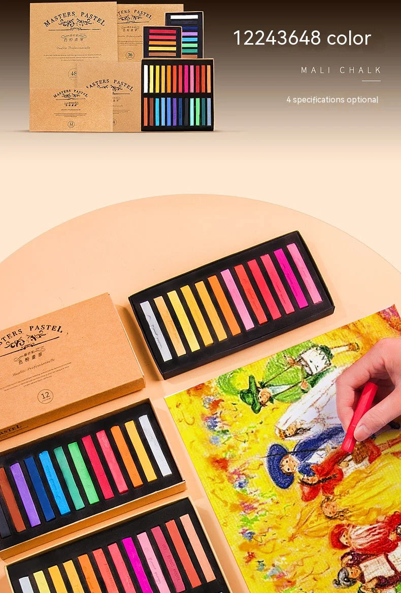 Soft Dry Pastel Chalk Crayons Set: