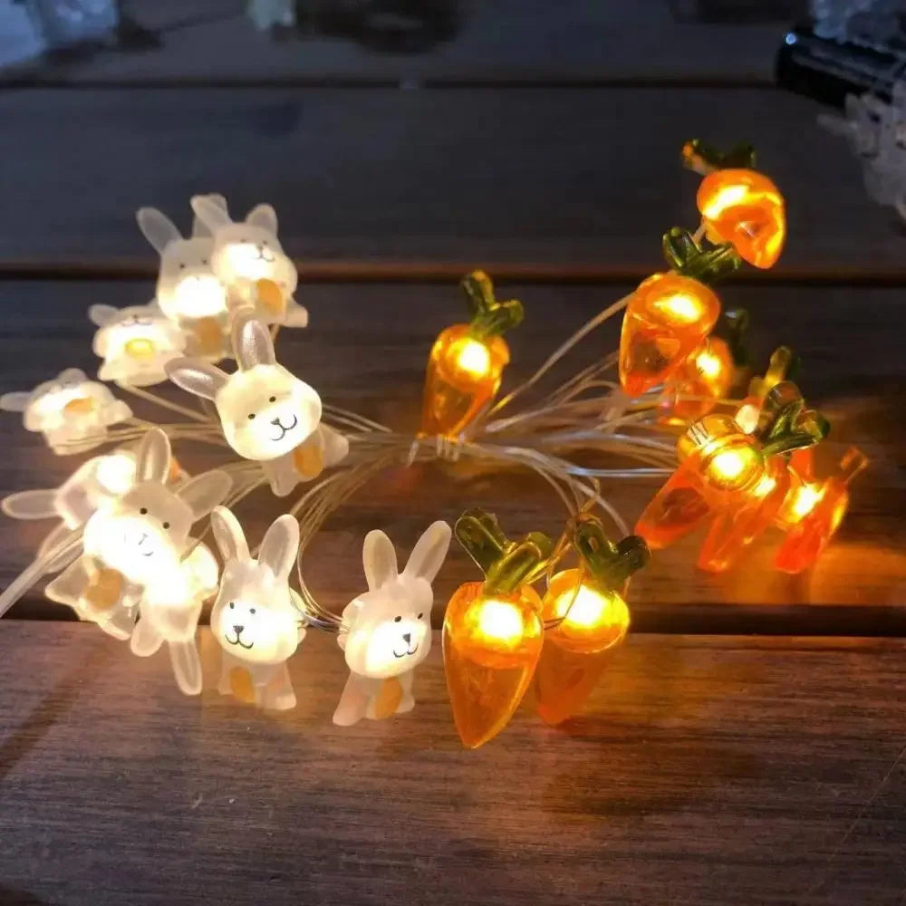 Easter Rabbit & Carrot LED String Lights