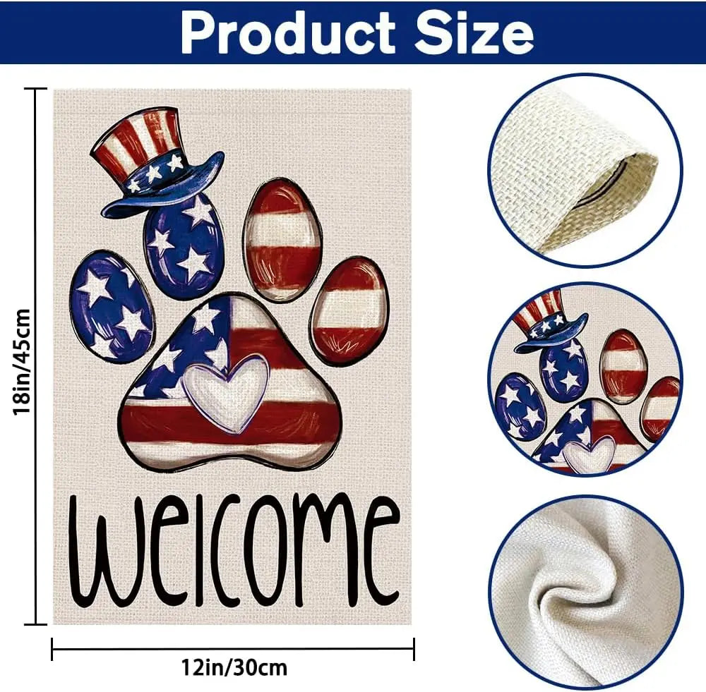 Patriotic Paw Print Garden Flag (12x18")