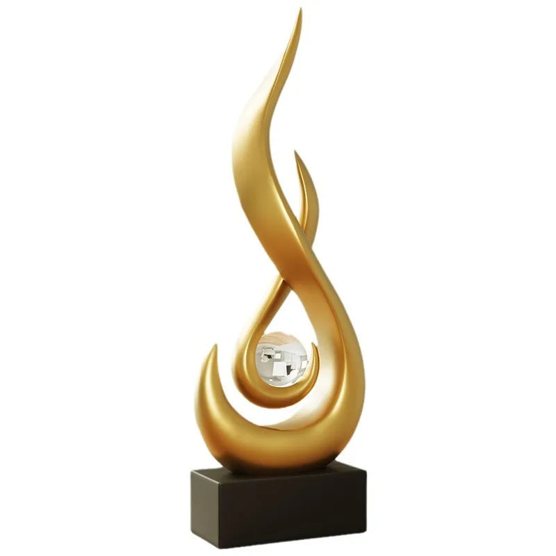 Abstract Orange Gold Ceramic Statue
