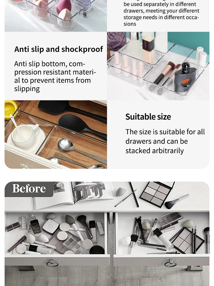 Clear Drawer Organizer Set