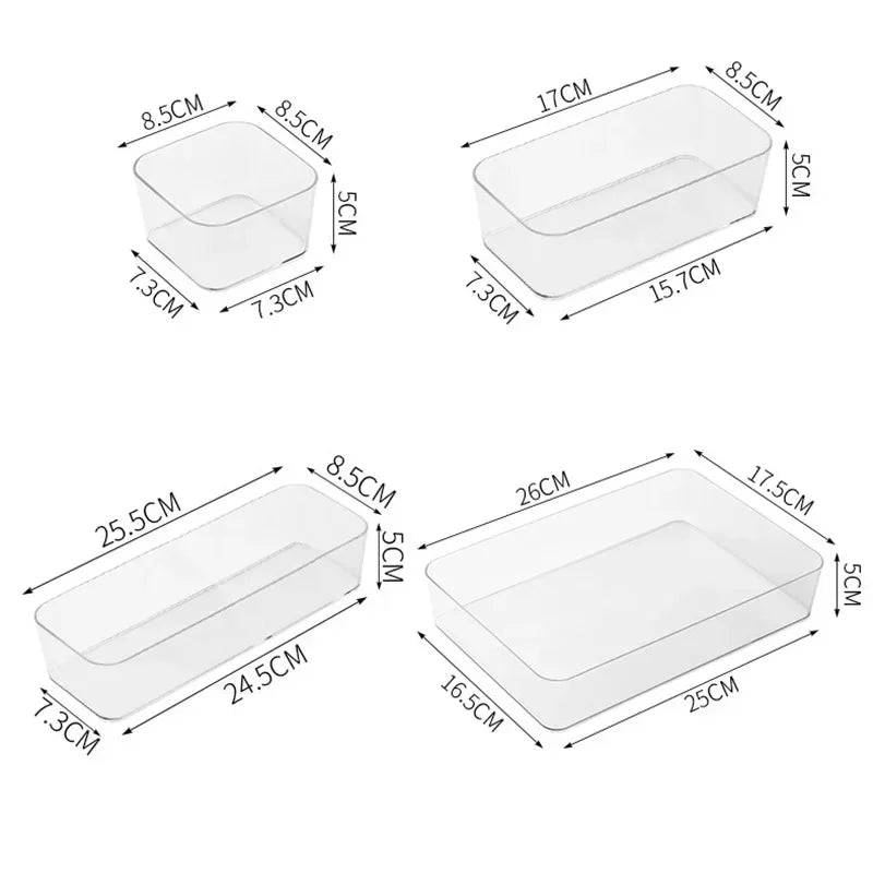 Clear Desk Organizer Box – Stackable Plastic Storage Drawer