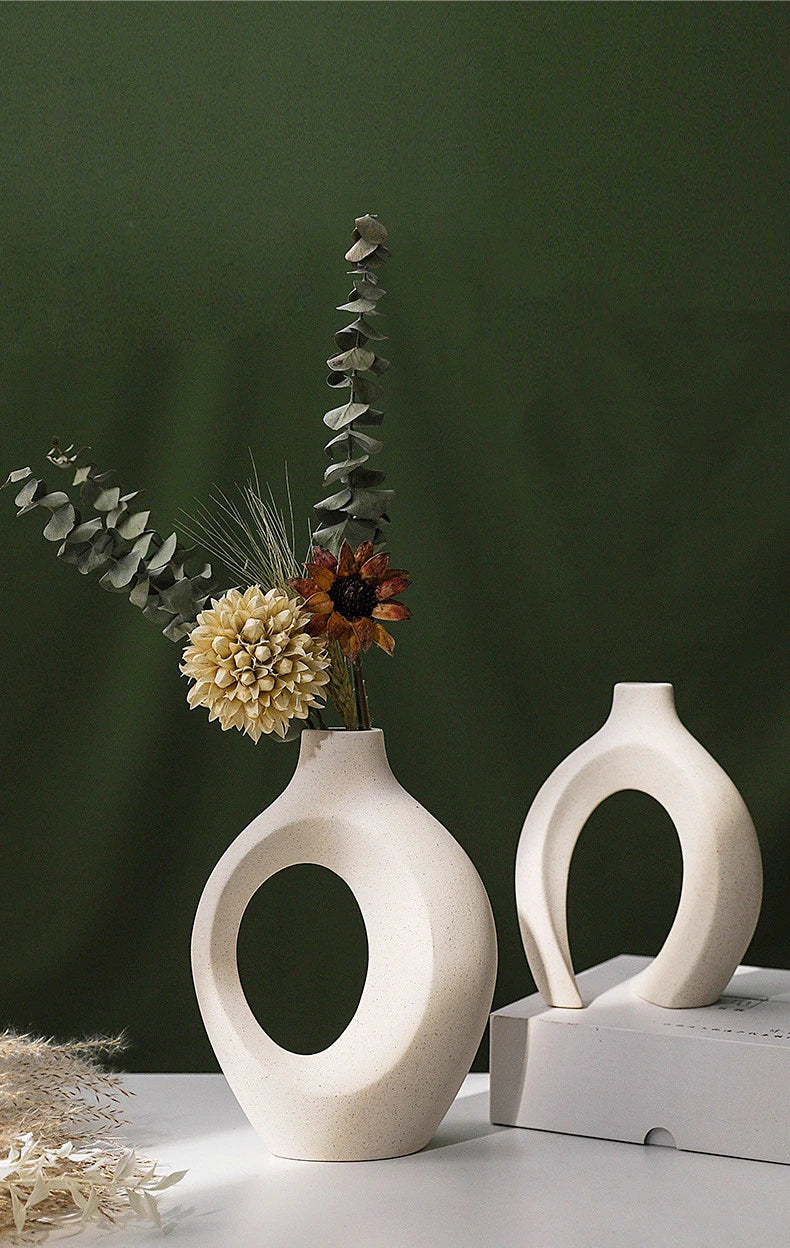 Hollow Nordic Ceramic Vase Set