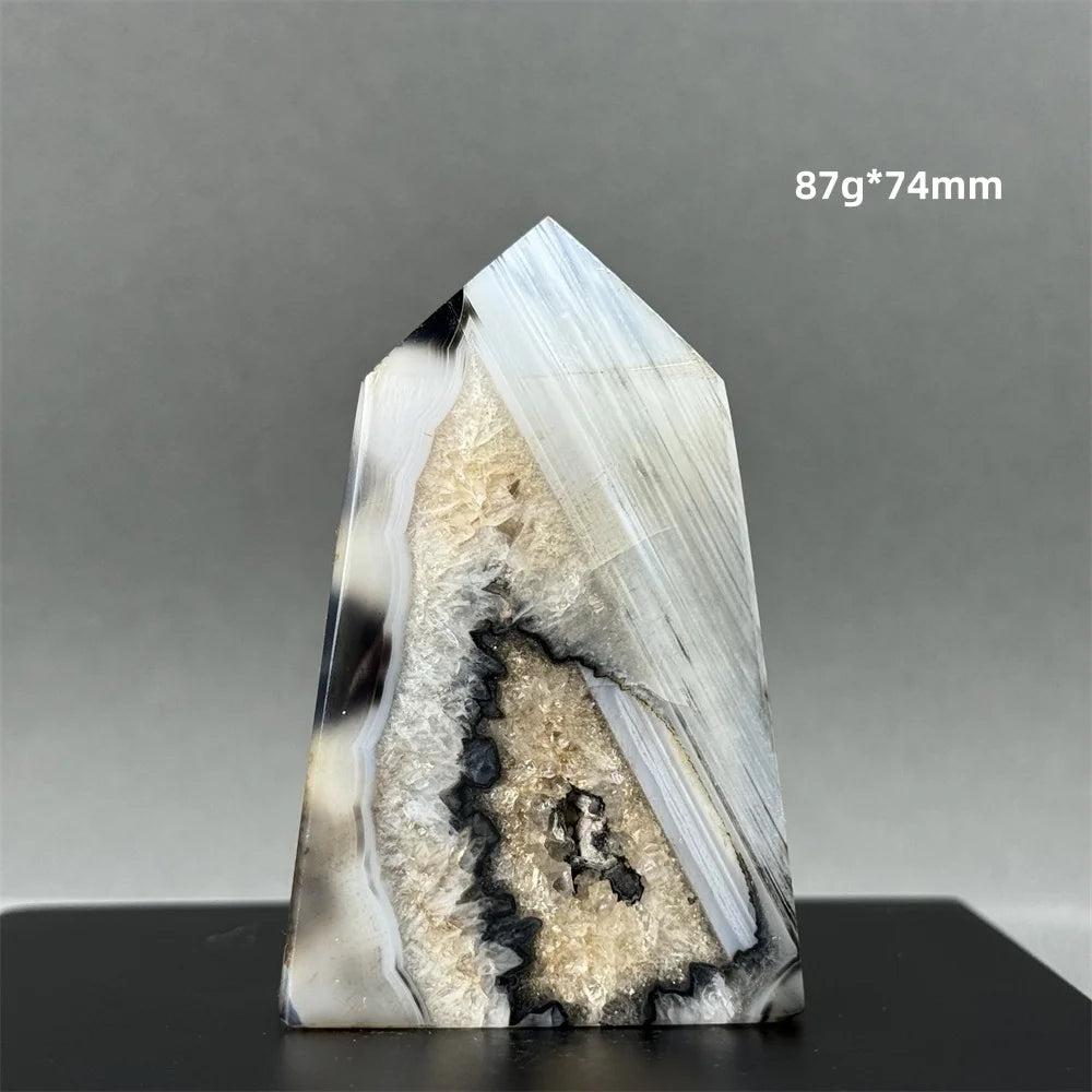 Black Agate Geode Obelisk Crystal