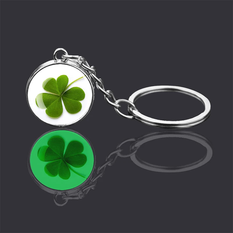 Glow-in-the-Dark Four-Leaf Clover Keychain
