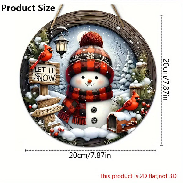 Christmas Snowman & Cardinal Wooden Sign