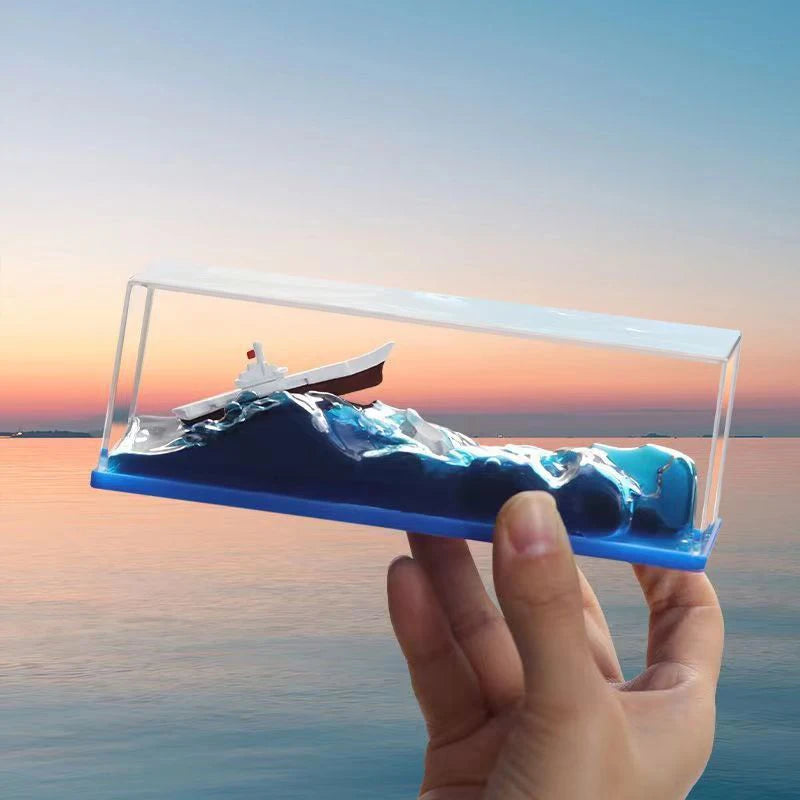 Titanic & Dinosaur Era Drifting Ship Bottle Ornament