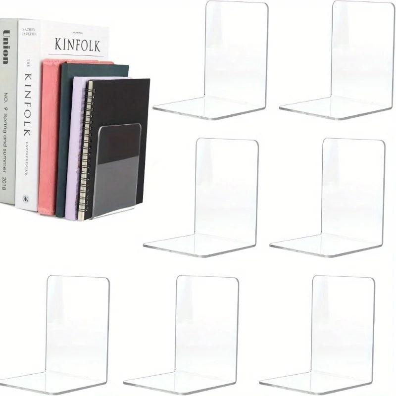 4/8PCS Clear Acrylic Bookends