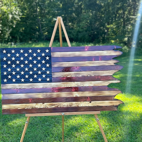 Wooden American Wavy Flag